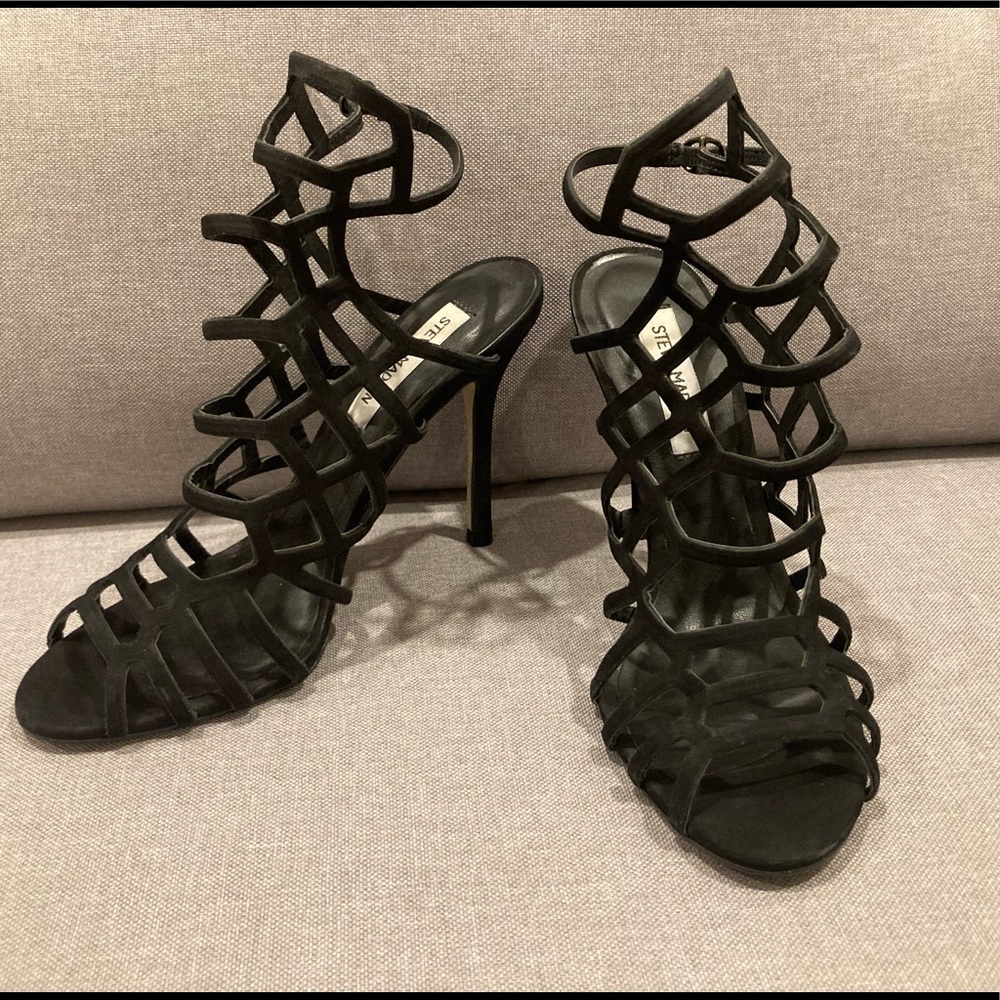 Steve Madden black heels, leather upper